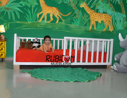 Cama Montessori de madera natural de pino recámara para niños cuna