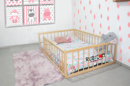 Cama Montessori con barandales cuna de madera mod. Eli circle 15% Off