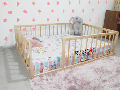 Cama Montessori con barandales cuna de madera mod. Eli circle 15% Off