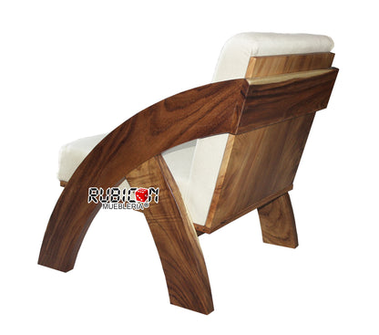 Sillón de madera de parota para sala sofá con cojines mod. Artemis