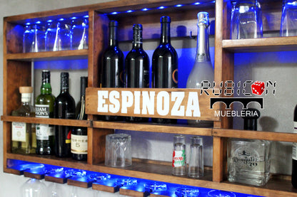 Cava flotante con luces led mini bar de madera mod. Minos +led´s