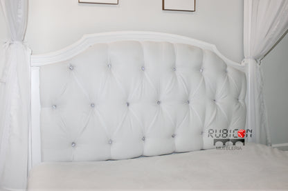 Recámara tapizada con cabecera y piecera cama mod. Diamante