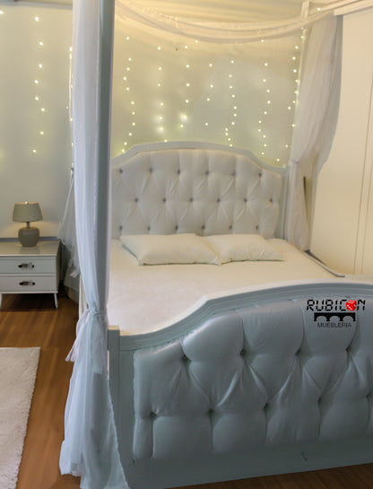 Recámara tapizada con cabecera y piecera cama mod. Diamante