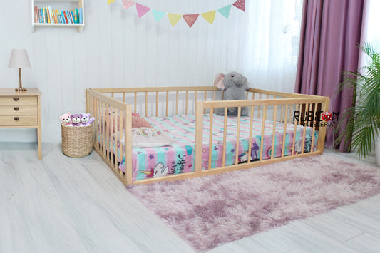 Cama Montessori con barandales cuna de madera mod. Eli circle
