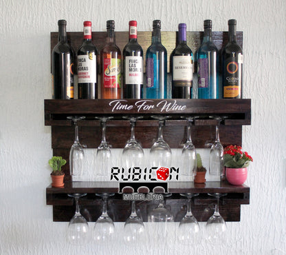 Cava de madera porta vinos flotante cantina mini bar mod. Gengis Khan