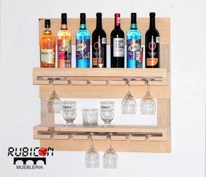 Cava de madera porta vinos flotante cantina mini bar mod. Gengis Khan