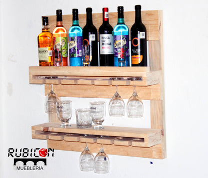 Cava de madera porta vinos flotante cantina mini bar mod. Gengis Khan