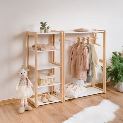 Closet Montessori De Madera De Pino mueble infantil 2 piezas Estantes