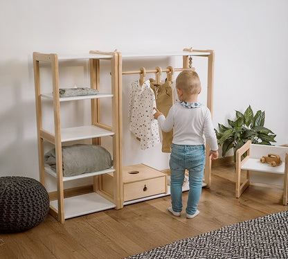 Closet Montessori De Madera De Pino mueble infantil 2 piezas Estantes