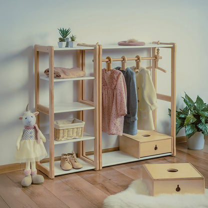 Closet Montessori De Madera De Pino mueble infantil 2 piezas Estantes