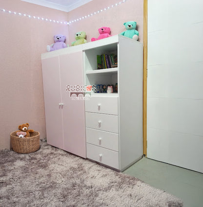 Closet infantil montessori ropero de dos piezas con cajones