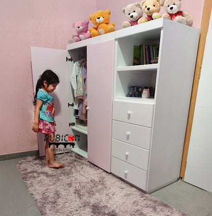 Closet infantil montessori ropero de dos piezas con cajones