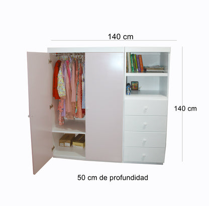 Closet infantil montessori ropero de dos piezas con cajones