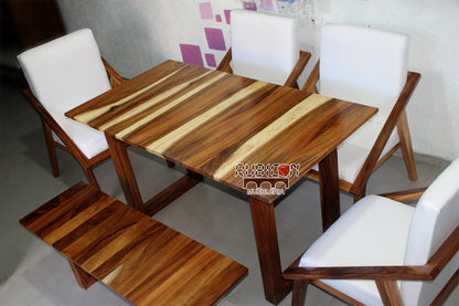 Comedor de madera sólida de parota más 4 sillas y banca