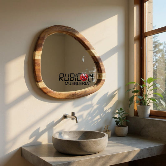 Espejo de madera de parota Lotus