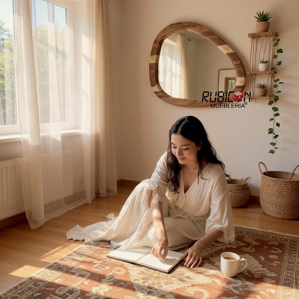 Espejo de madera de parota Lotus