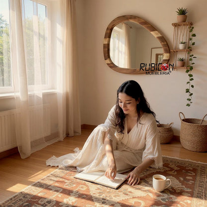 Espejo de madera de parota Lotus