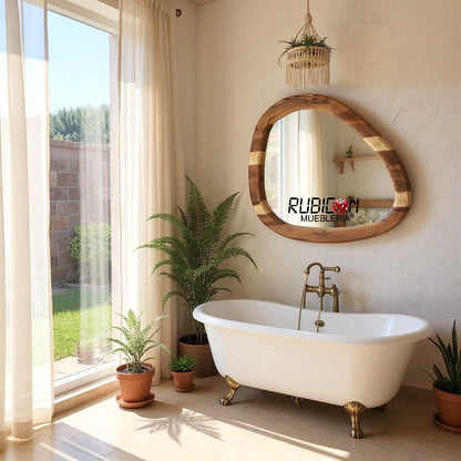 Espejo de madera de parota Lotus