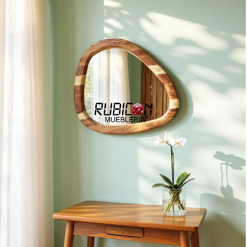 Espejo de madera de parota Lotus