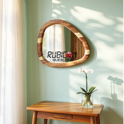 Espejo de madera de parota Lotus