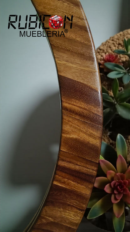 Espejo en madera sólida de parota espejo redondo de decoración