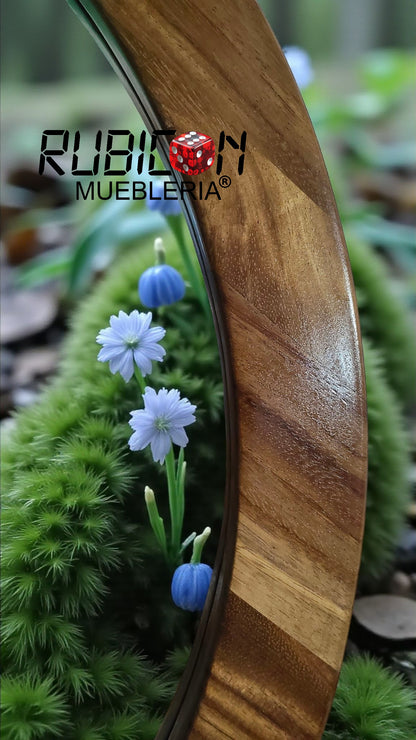 Espejo en madera sólida de parota espejo redondo de decoración