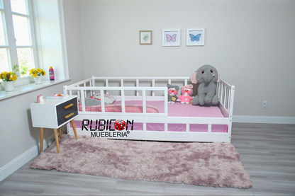 Cama Montessori infantil de madera sólida recámara para niños