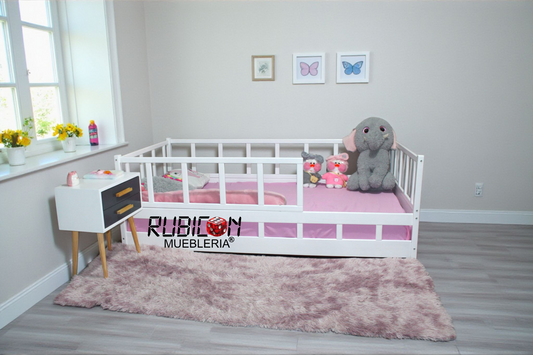 Cama Montessori infantil de madera sólida recámara para niños