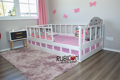 Cama Montessori infantil de madera sólida recámara para niños