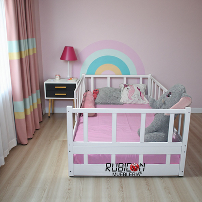 Cama Montessori infantil de madera sólida recámara para niños