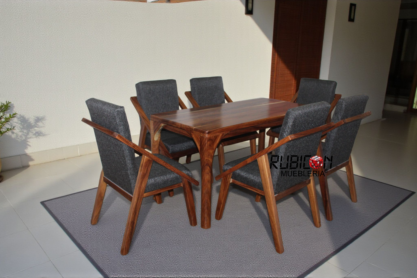 Comedor de madera sólida de parota 1 mesa y 6 sillas