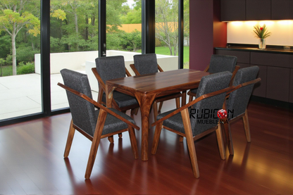 Comedor de madera sólida de parota 1 mesa y 6 sillas
