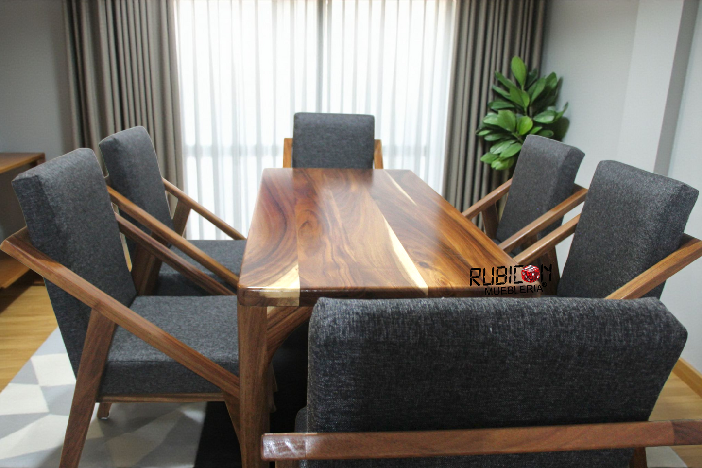 Comedor de madera sólida de parota 1 mesa y 6 sillas