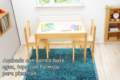 Mesa Montessori con 2 sillas infantil set mesita para niños mod. Lilo