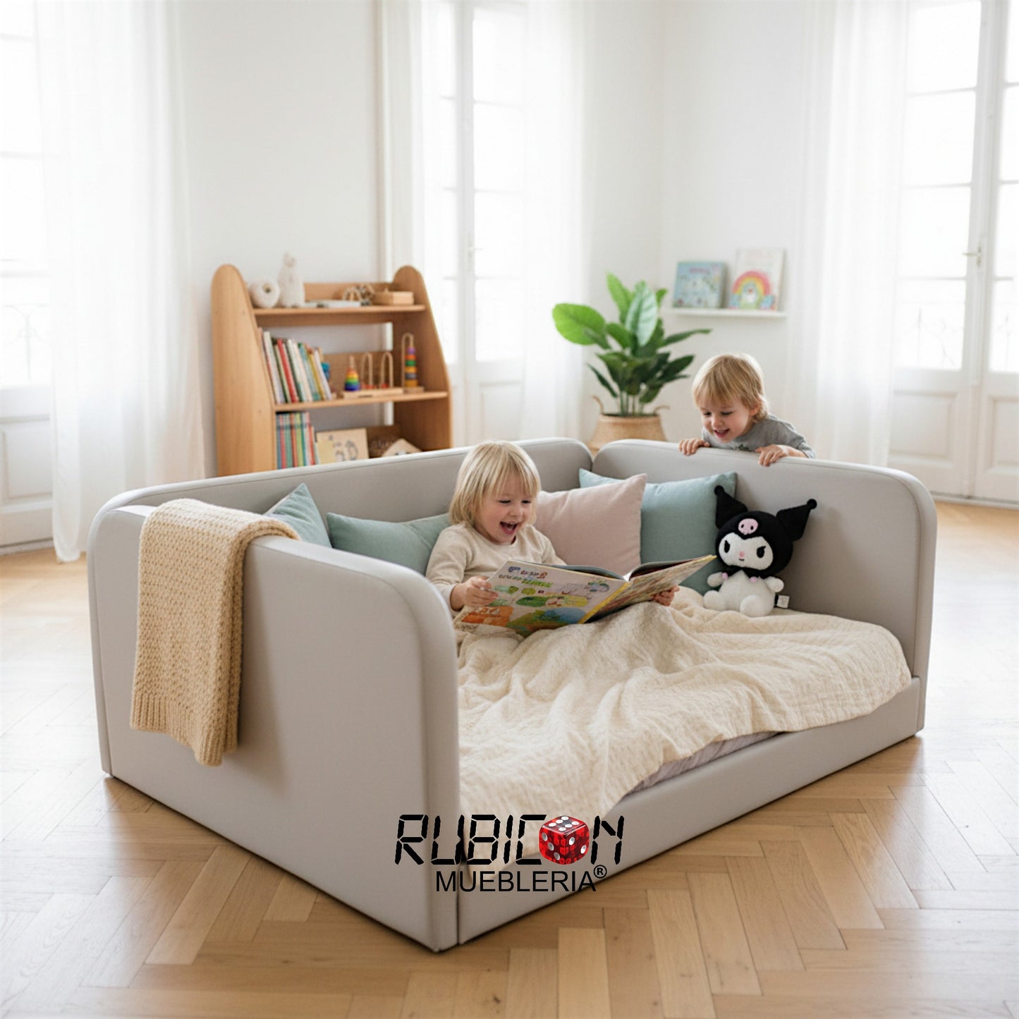 Cama Montessori Recámara Infantil Barandales tapizados