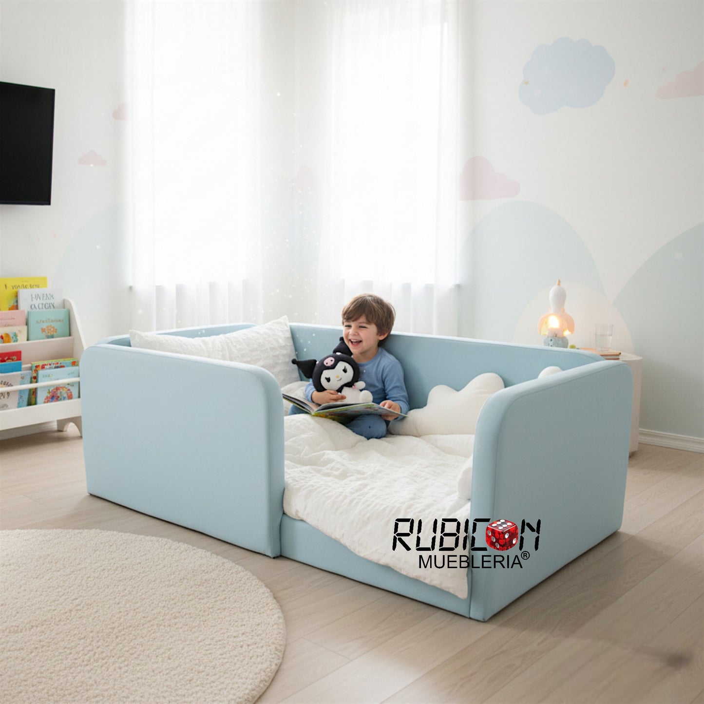 Cama Montessori Recámara Infantil Barandales tapizados