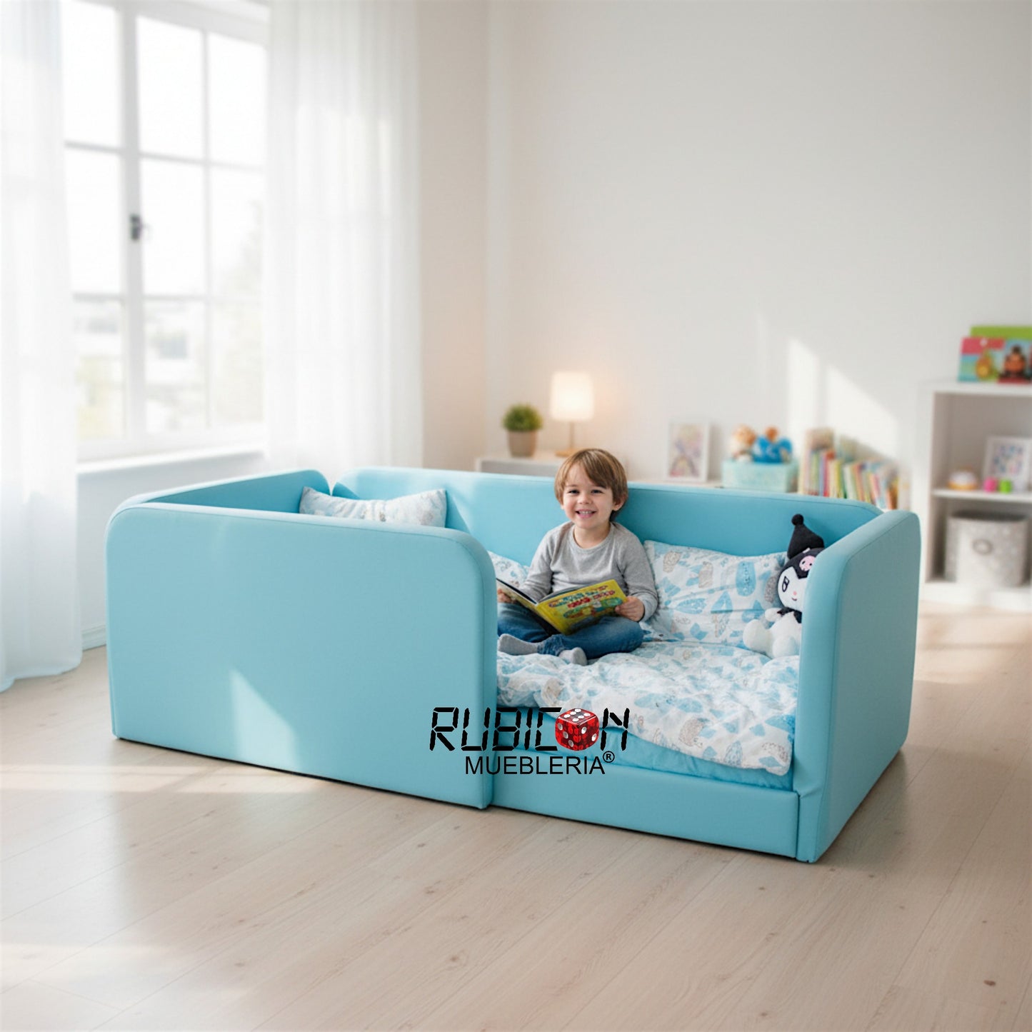 Cama Montessori Recámara Infantil Barandales tapizados