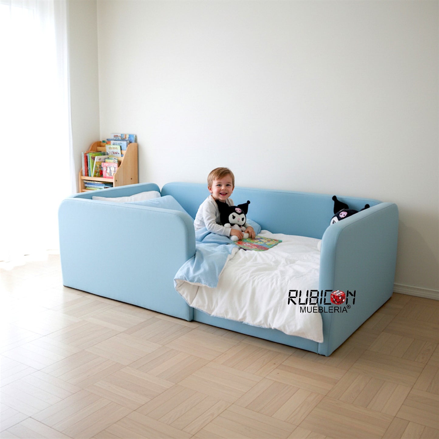 Cama Montessori Recámara Infantil Barandales tapizados