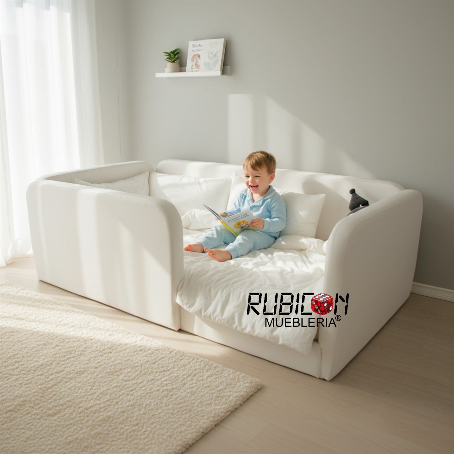 Cama Montessori Recámara Infantil Barandales tapizados