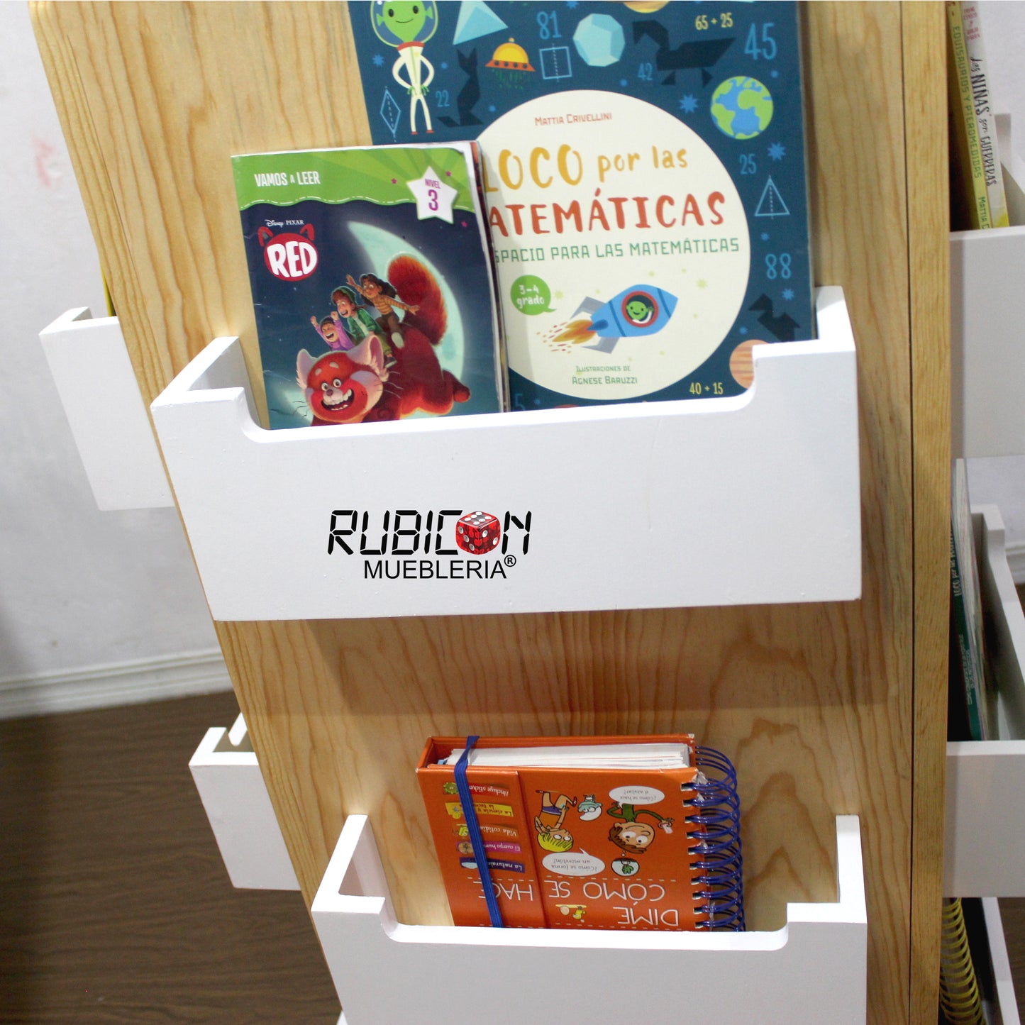 Porta Libros Montessori Librero Giratorio 360° De Madera mod. Ivanna