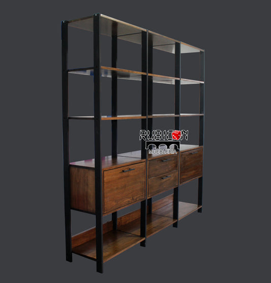 Librero de madera estante mueble industrial de pino