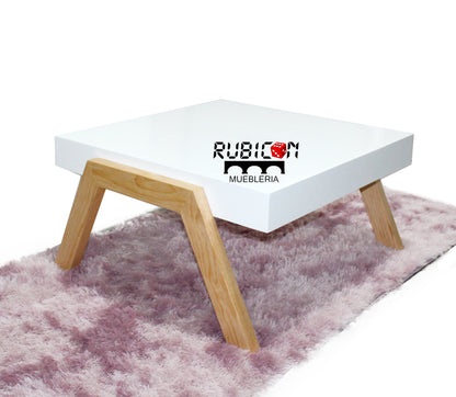 Mesa de centro mod. Khalifa en madera sólida estilo nórdico