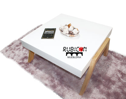 Mesa de centro mod. Khalifa en madera sólida estilo nórdico