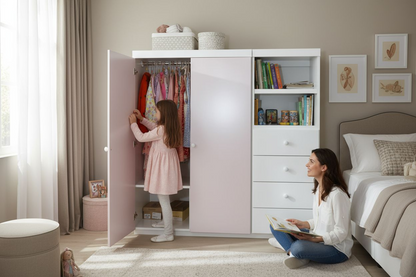 Closet infantil montessori ropero de dos piezas con cajones