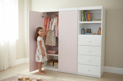 Closet infantil montessori ropero de dos piezas con cajones