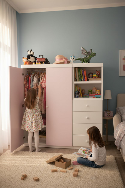 Closet infantil montessori ropero de dos piezas con cajones