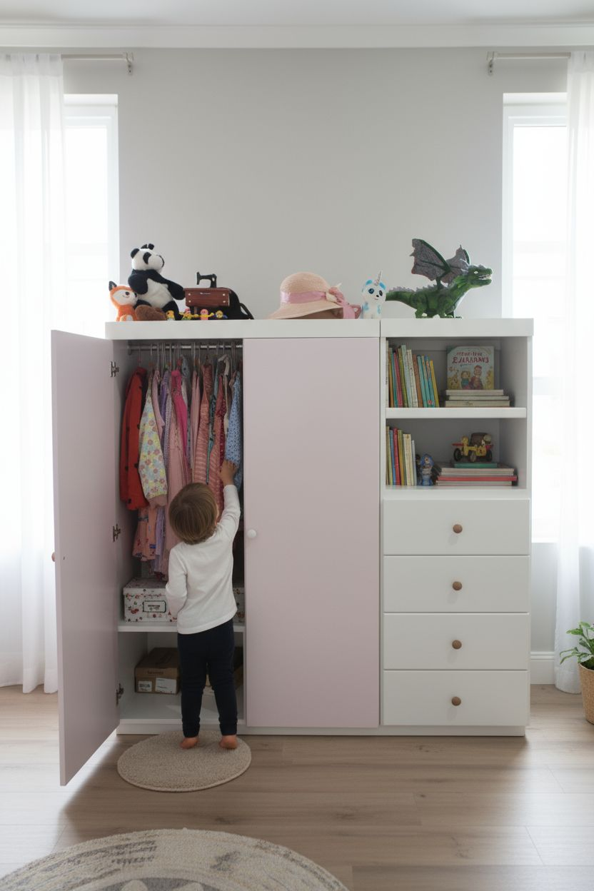 Closet infantil montessori ropero de dos piezas con cajones – Rubicon  Mueblería, image size:832x1248