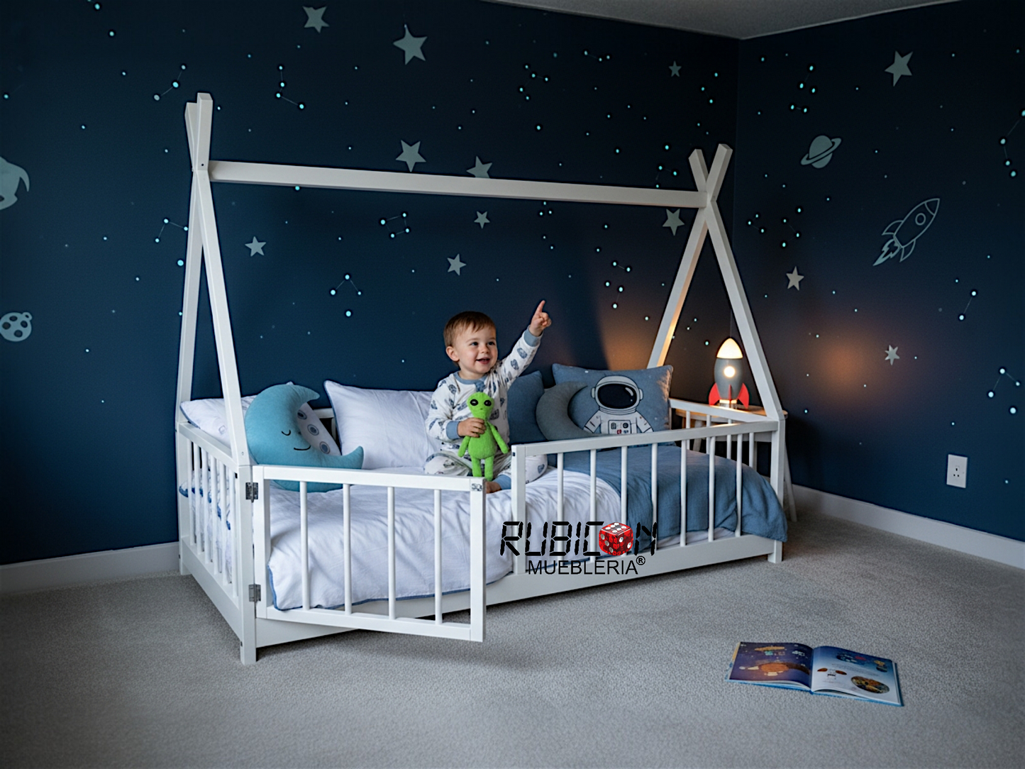 Cama Montessori de madera recamara para niños mod. Pocahontas