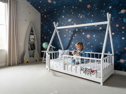 Cama Montessori de madera recamara para niños mod. Pocahontas