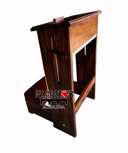 Reclinatorio banco taburete para rezar de madera sólida de parota